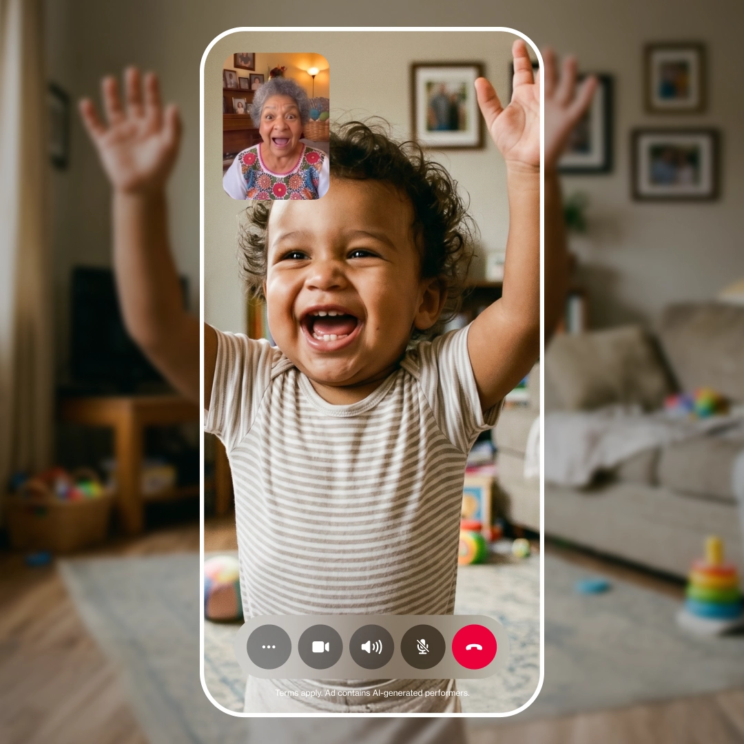 Family connecting over a video call