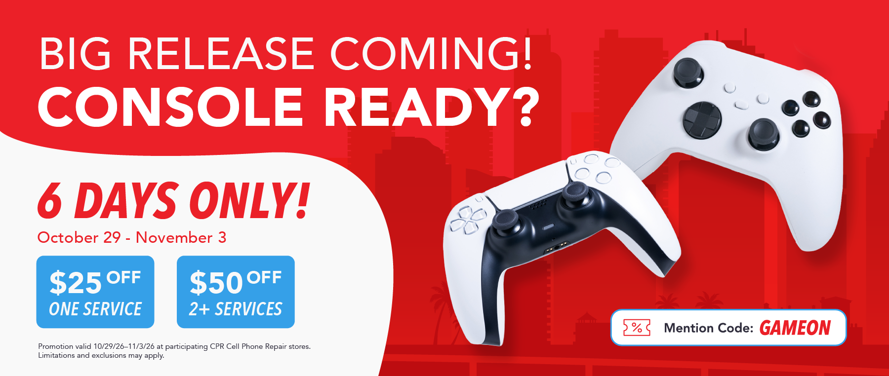 CPR Cell Phone Repair game console repair promotion